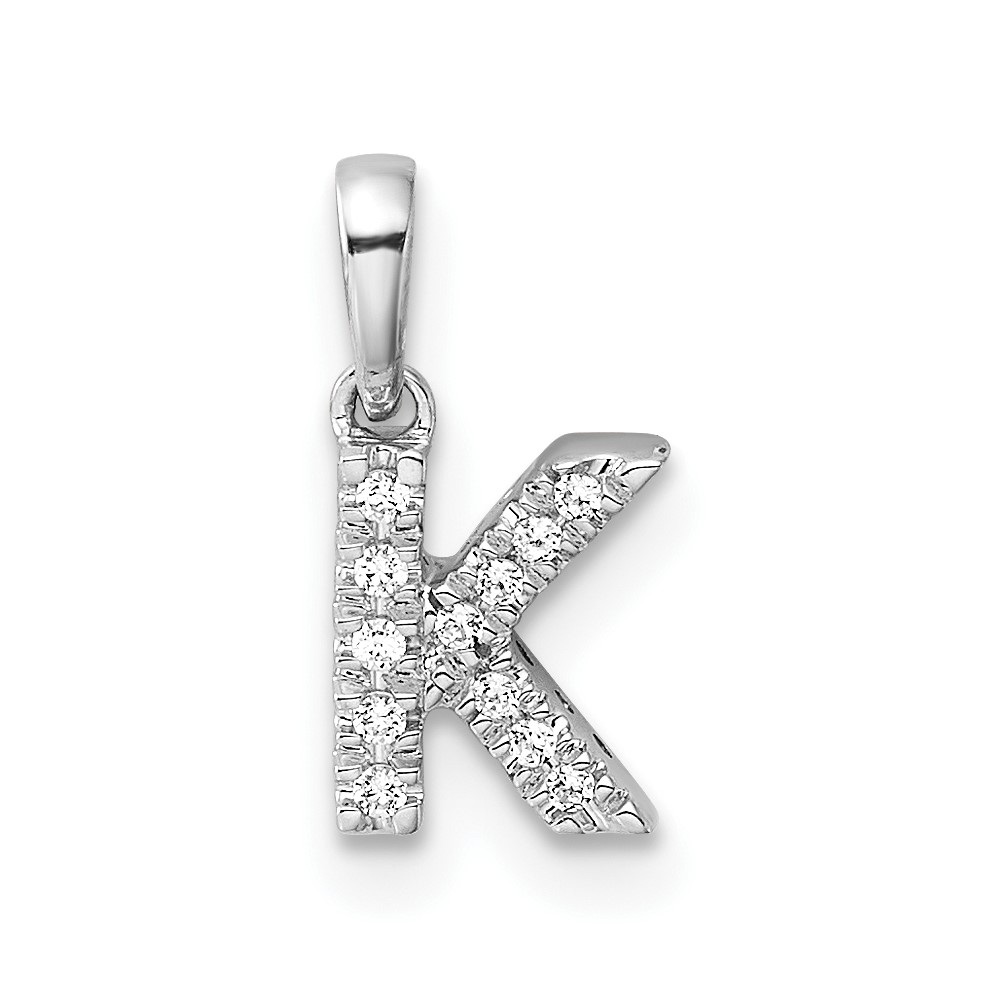 PM9797K-005-WA.jpg 14K White Gold Diamond Letter K Initial with Bail Pendant - Image 1