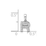 14K  White Gold Diamond Letter R Initial with Bail Pendant - Image 4