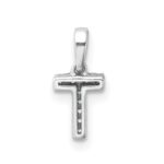 14K  White Gold Diamond Letter T Initial with Bail Pendant - Image 3