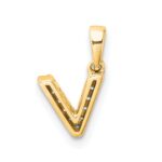 14K  Diamond Letter V Initial with Bail Pendant - Image 3