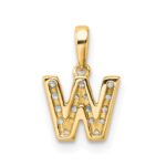 14K  Diamond Letter W Initial with Bail Pendant - Image 3