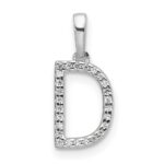 14K White Gold Diamond Letter D Initial Pendant