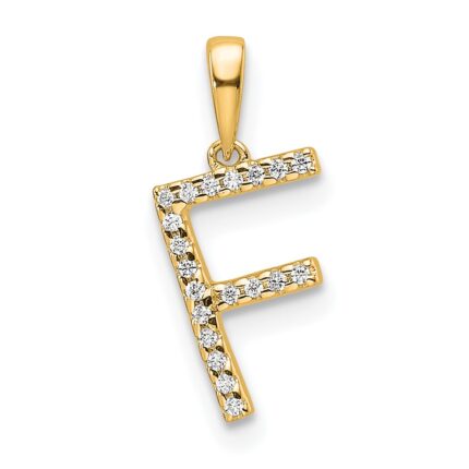 14K Diamond Letter F Initial Pendant