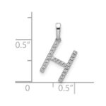 14K White Gold Diamond Letter H Initial Pendant - Image 4