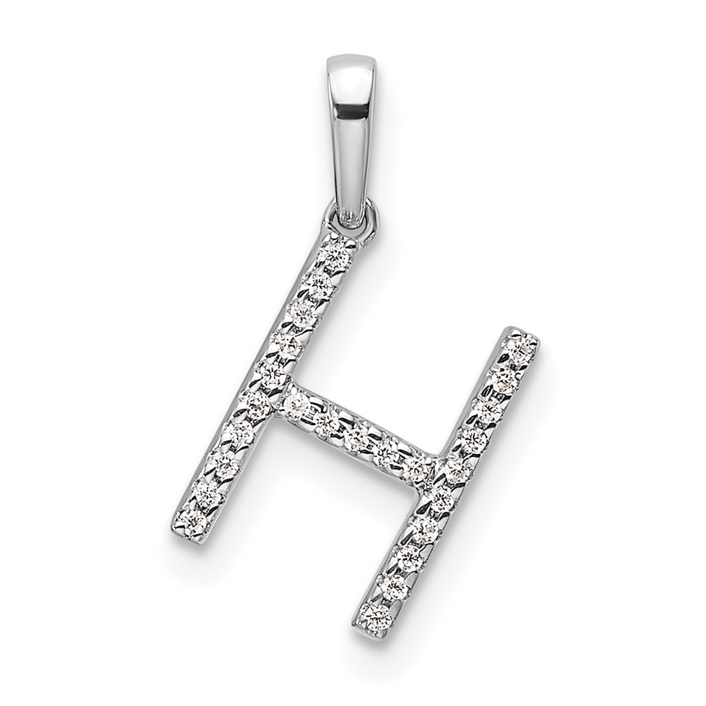 PM9798H-008-WA.jpg 14K White Gold Diamond Letter H Initial Pendant - Image 1