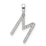 14K White Gold Diamond Letter M Initial Pendant