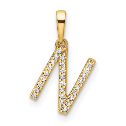 14K Diamond Letter N Initial Pendant