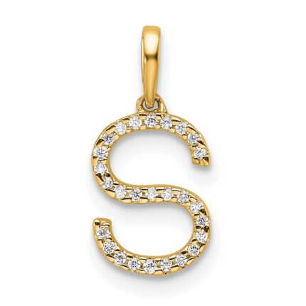14K Diamond Letter S Initial Pendant