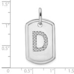 14K White Gold Diamond Initial D Dog Tag Charm - Image 4