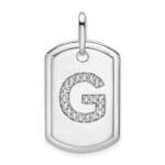 14K White Gold Diamond Initial G Dog Tag Charm
