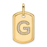 14K Diamond Initial G Dog Tag Charm