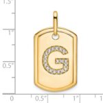14K Diamond Initial G Dog Tag Charm - Image 2