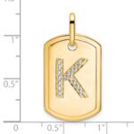 14K Diamond Initial K Dog Tag Charm - Image 2