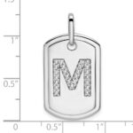 14K White Gold  Diamond Gold Initial M Dog Tag Charm - Image 4