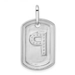 14K White Gold  Diamond Initial P Dog Tag Charm - Image 3