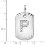 14K White Gold  Diamond Initial P Dog Tag Charm - Image 4