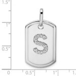 14K White Gold  Diamond Initial S Dog Tag Charm - Image 4