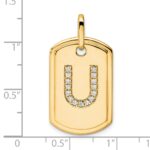 14K Diamond Initial U Dog Tag Charm - Image 2