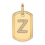 14K Diamond Initial Z Dog Tag Charm