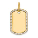 14k Yellow Gold Personalized Diamond Dog Tag Charm