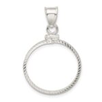 Wideband Distinguished Coin Jewelry Sterling Silver Polished and Diamond-cut 21.1 x 2.0mm $0.05 Screw Top Coin Bezel Pendant - Image 3