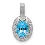 Sterling Silver Rhodium-plated Diam. & Blue Topaz Pendant