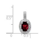 Sterling Silver Rhodium-plated Diam. & Garnet Pendant - Image 4