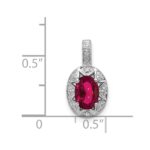Sterling Silver Rhodium-plated Diam. & Created Ruby Pendant - Image 4