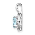 Sterling Silver Rhodium-plated Diam. & Aquamarine Pendant - Image 2
