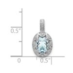 Sterling Silver Rhodium-plated Diam. & Aquamarine Pendant - Image 4
