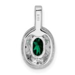 Sterling Silver Rhodium-plated Diam. & Created Emerald Pendant - Image 3