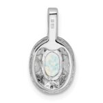 Sterling Silver Rhodium-plated Diam. & Created Opal Pendant - Image 4