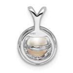 Sterling Silver Rhodium-plated Diam. & FW Cultured Pearl Pendant - Image 4