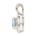 Sterling Silver Rhodium-plated Diam. & Aquamarine Pendant - Image 2