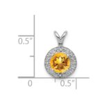 Sterling Silver Rhodium-plated Diam. & Citrine Pendant - Image 5