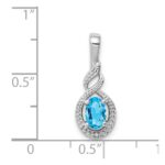 Sterling Silver Rhodium-plated Swiss Blue Topaz & Diam. Pendant - Image 3