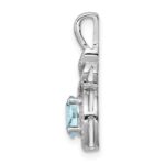 Sterling Silver Rhodium-plated Aquamarine & Diam. Pendant - Image 2
