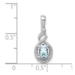 Sterling Silver Rhodium-plated Aquamarine & Diam. Pendant - Image 3