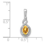 Sterling Silver Rhodium-plated Citrine & Diam. Pendant - Image 3