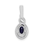 Sterling Silver Rhodium-plated Created Sapphire & Diam. Pendant - Image 4