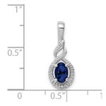 Sterling Silver Rhodium-plated Created Sapphire & Diam. Pendant - Image 3