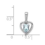 Sterling Silver Rhodium-plated Aquamarine & Diam. Pendant - Image 4