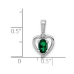 Sterling Silver Rhodium-plated Created Emerald & Diam. Pendant - Image 3