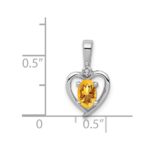 Sterling Silver Rhodium-plated Citrine & Diam. Pendant - Image 3