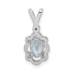 Sterling Silver Rhodium-plated Aquamarine & Diam. Pendant - Image 4