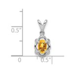 Sterling Silver Rhodium-plated Citrine & Diam. Pendant - Image 4