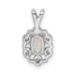 Sterling Silver Rhodium-plated Created Opal & Diam. Pendant - Image 4