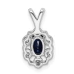 Sterling Silver Rhodium-plated Created Sapphire & Diam. Pendant - Image 4