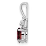 Sterling Silver Rhodium-plated Garnet & Diam. Pendant - Image 2