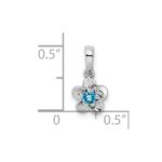 Sterling Silver Rhodium-plated Floral Blue Topaz Pendant - Image 4